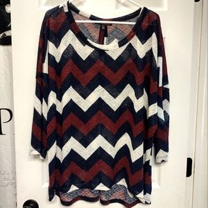 Heart Soul Plus Size 3X Button Back Top Chevron Pattern
